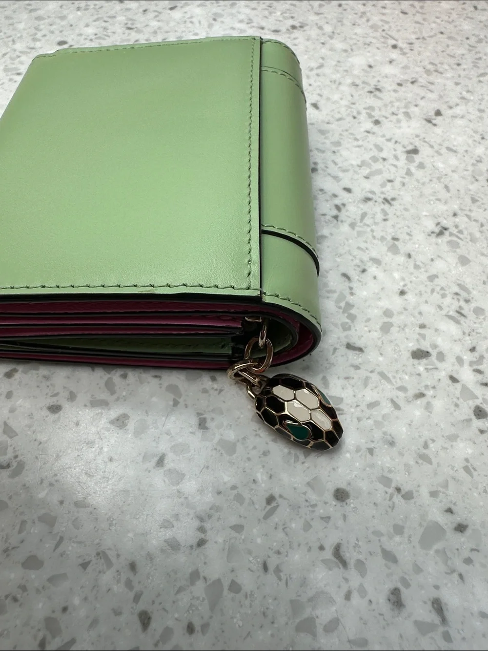 Bvlgari wallet. NWOT green and pink serpentine